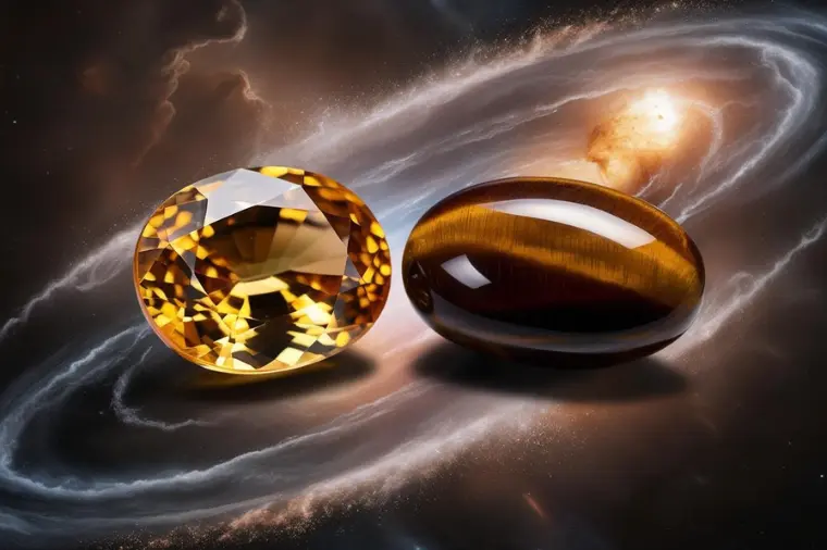 imagen con 2 piedras zodiacales para Leo, ojo de tigre y citrino