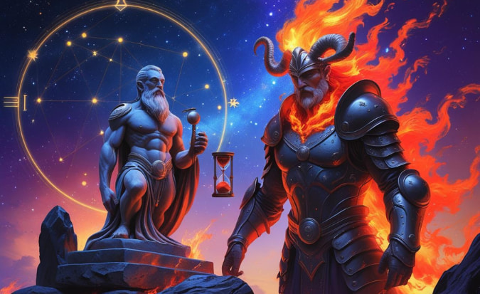saturno y el guerrero de aries