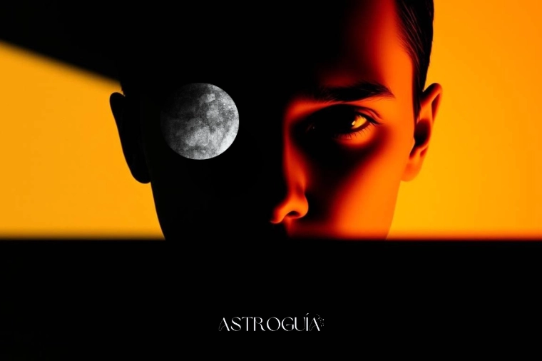 Arte conceptual de un rostro dividido que muestra la dualidad del Sol (el yo consciente) y la Luna en la carta natal (el subconsciente y las necesidades emocionales).