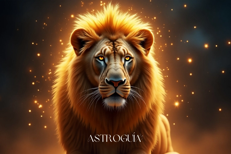 Ilustración de un león dorado que representa la energía de la Temporada Leo 2025