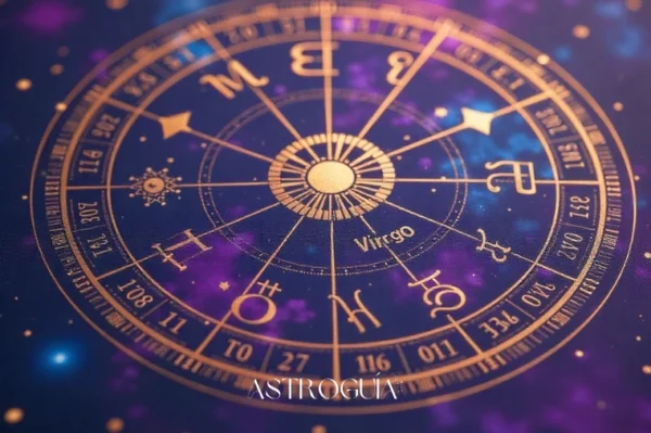 Carta astrológica mostrando Luna Nueva a 0 grados Virgo en las 12 casas astrológicas