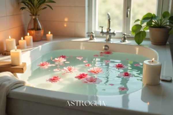 baño de abundancia con rosas y velas