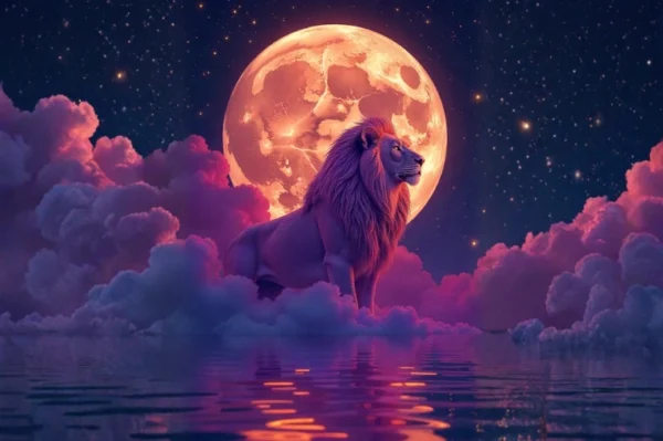 luna en leo, leon imponente en su luna